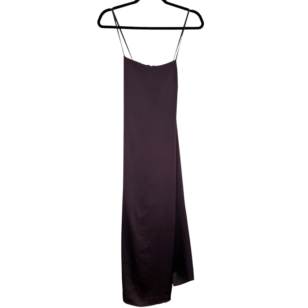 Madewell Plum Purple Satin Spaghetti Strap Midi Slip Dress Size 6